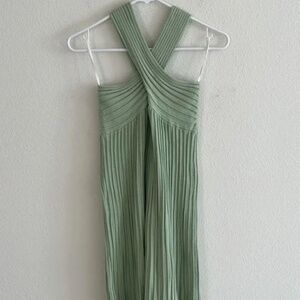 NEW Sovere Ribbed Crossover Neckline Knit Dress in Tea Green l Size Small
